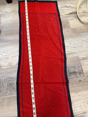 Celine Red and Navy Silk Scarf Wrap